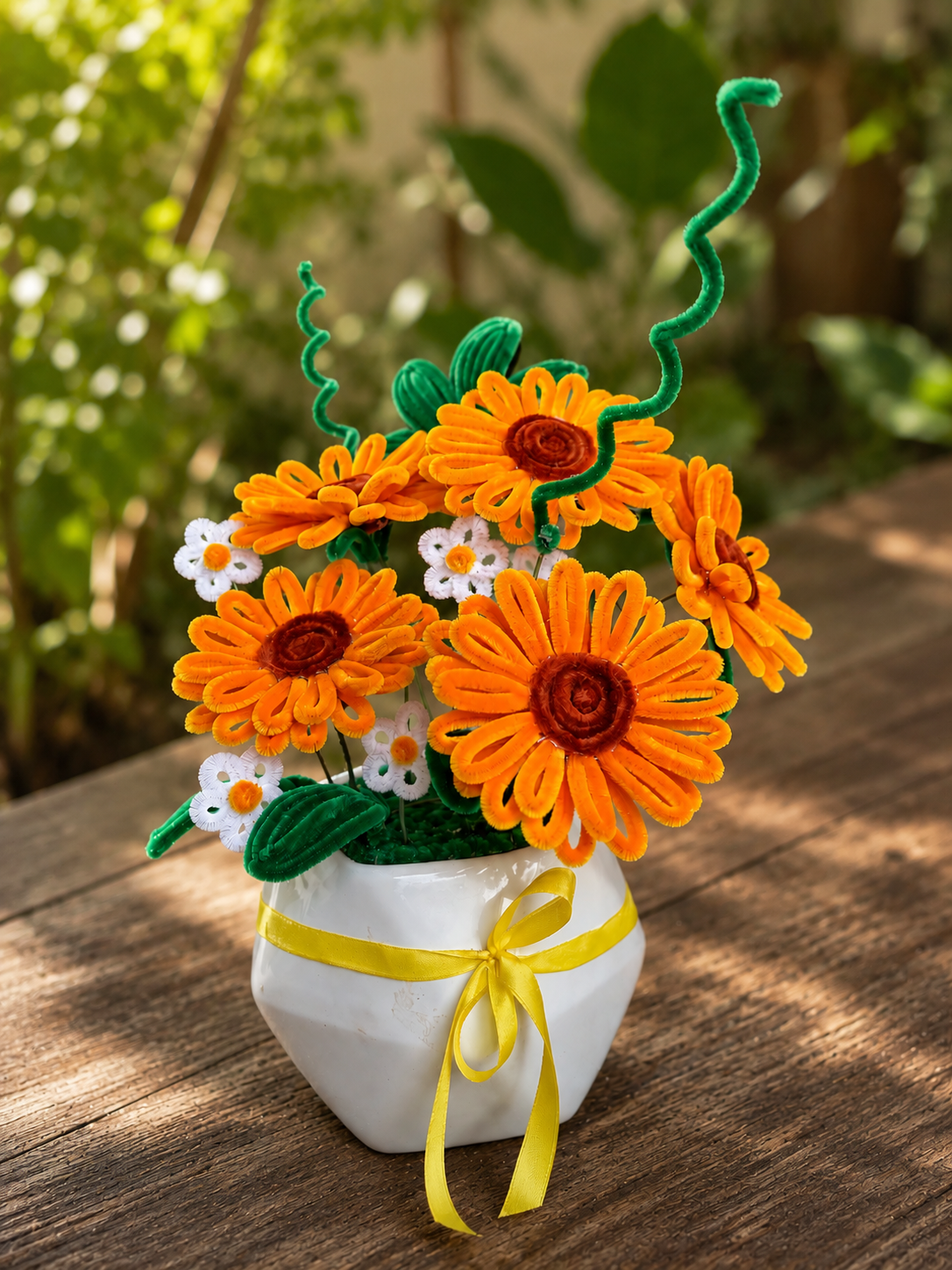 Orange and yellow handmade flower arrangement